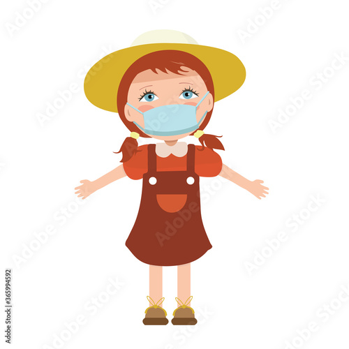 Girl wearing face mask.