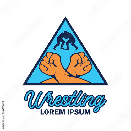 wrestling logo with text space for your slogan tag line, vector illustration
