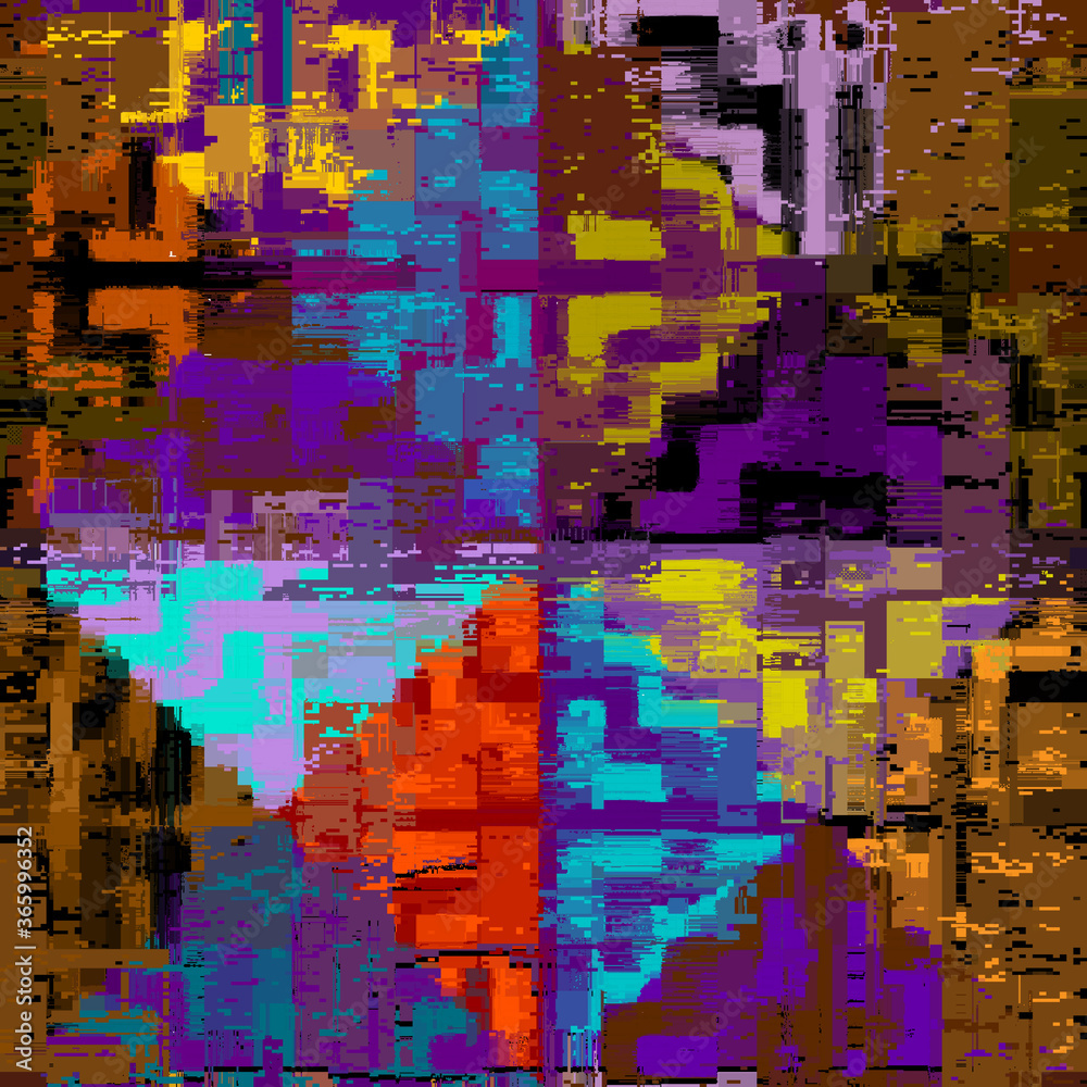 Vector image with imitation of grunge datamoshing texture.