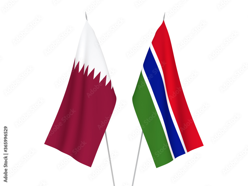 Qatar and Republic of Gambia flags