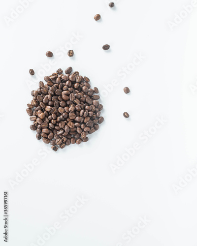 coffee beans roasted isolated on white background.