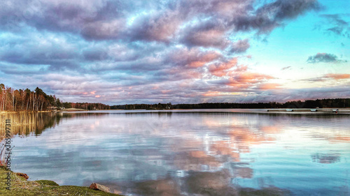 sunset over the lake