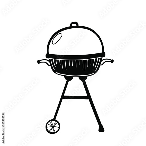 Vector illustration element grill for barbecue in doodle style. Hand drawn . Icon, symbol, logo. object for cook.