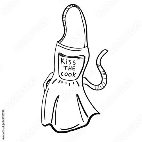 Vector illustration element  with  kitchen apron in doodle style. Hand drawn . Icon, symbol, logo. barbecue.  kiss the cook