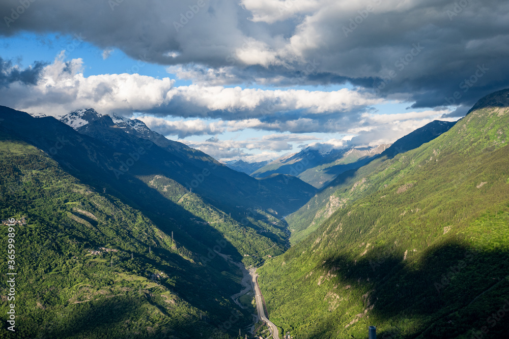 view of valley de la Maurienne, french Alps mountains