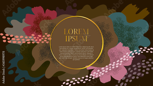 Abstract art pattern inspired by colorful coral reef on dark background