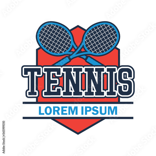 tennis court logo with text space for your slogan tag line, vector illustration