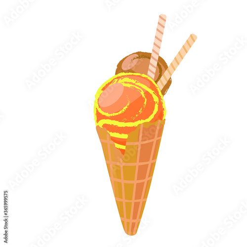 vector illustrations with ice cream. Cartoon style. Can be used for icons or stickers. summer dessert.