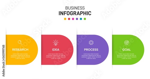 Infographic design with icons and 4 options or steps. Thin line vector. Infographics business concept. Can be used for info graphics, flow charts, presentations, web sites, banners, printed materials.