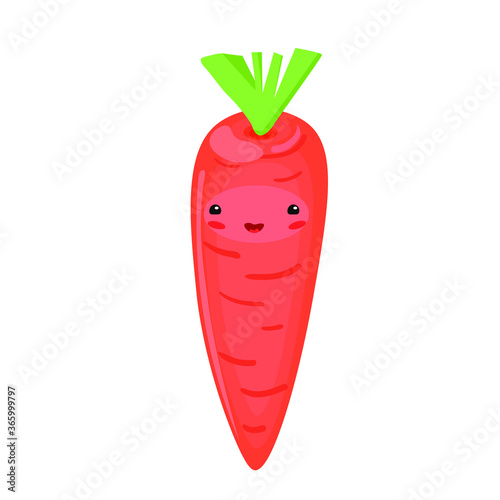 vector illustration with a funny carrot. cartoon flat style. vegetables stickers, icon.