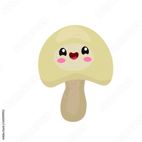vector illustration with a mushroom. vegetables icon. cartoon flat style. stickers