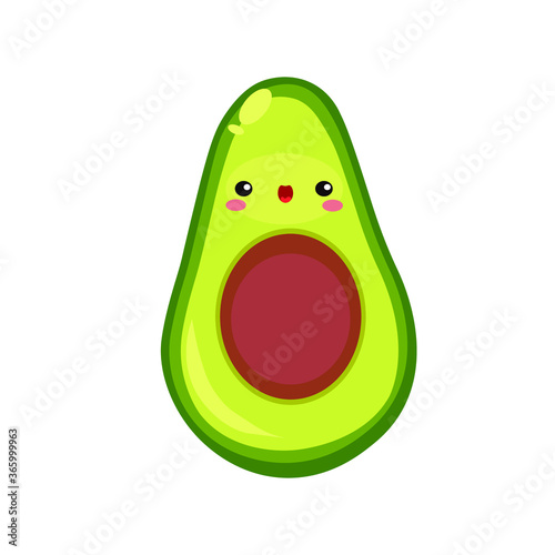 vector illustration with fun avocado, different character emotions. cartoon flat style. vegetables stickers