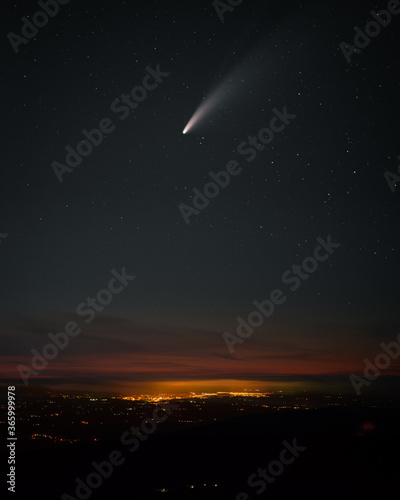 Comet C2020F3 Neowise captured over the city of Lugo