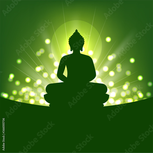 Buddha silhouette and abstract light for Buddhism