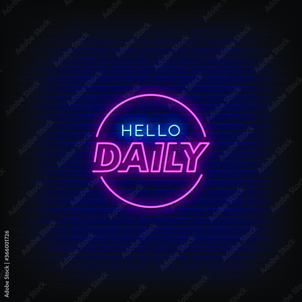 Hello Daily Neon Signs Style Text Vector Hello Daily Neon Signs Style Text Vector