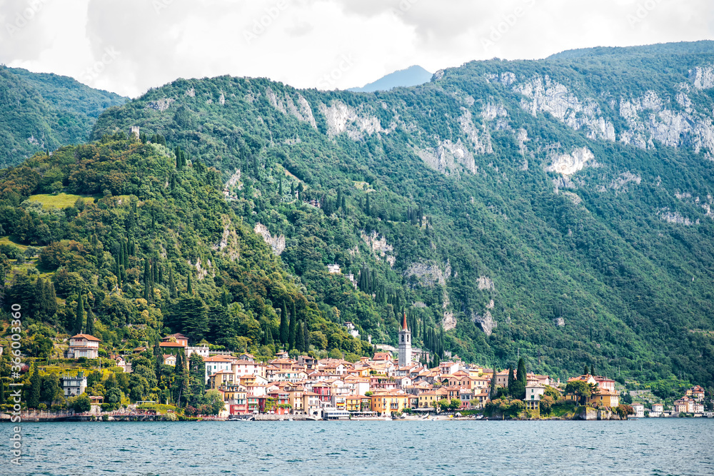 Como Lake. Varenna Town with Mountains on Background. Italy.