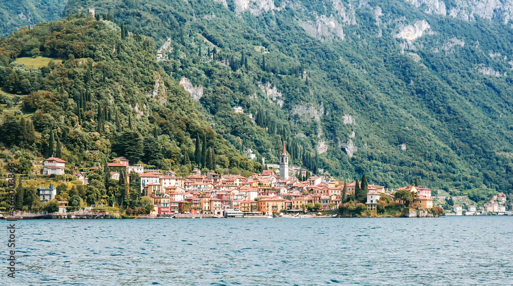 Como Lake. Varenna Town with Mountains on Background. Italy.