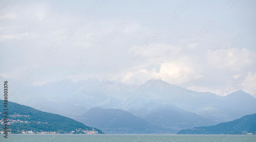 Como Lake, Italy. Panoramic View on Alps.