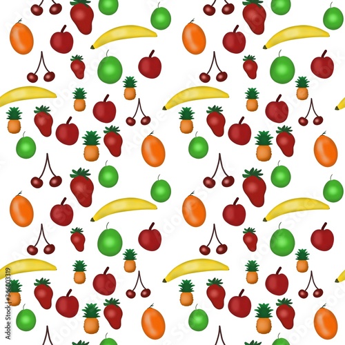 seamless pattern with fruits.