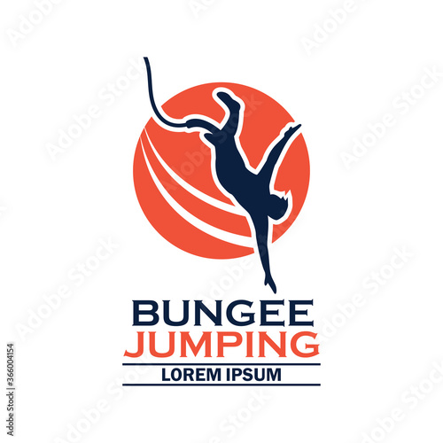 bungee jumping logo with text space for your slogan tag line, vector illustration