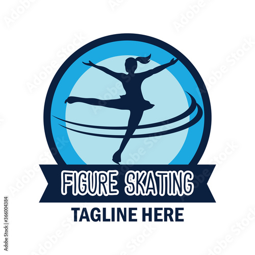 figure speed skating logo with text space for your slogan tag line, vector illustration
