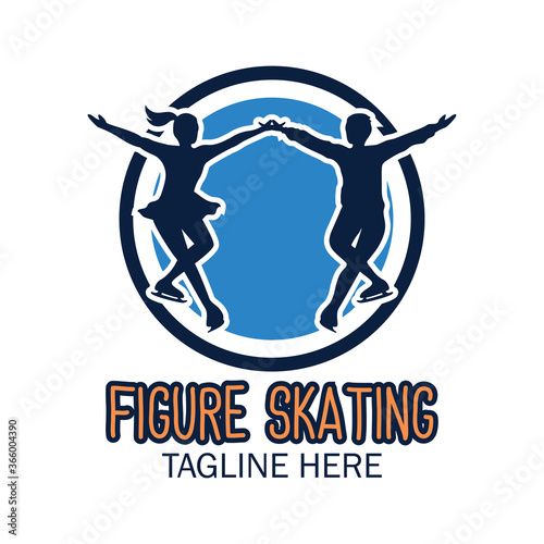 figure speed skating logo with text space for your slogan tag line, vector illustration