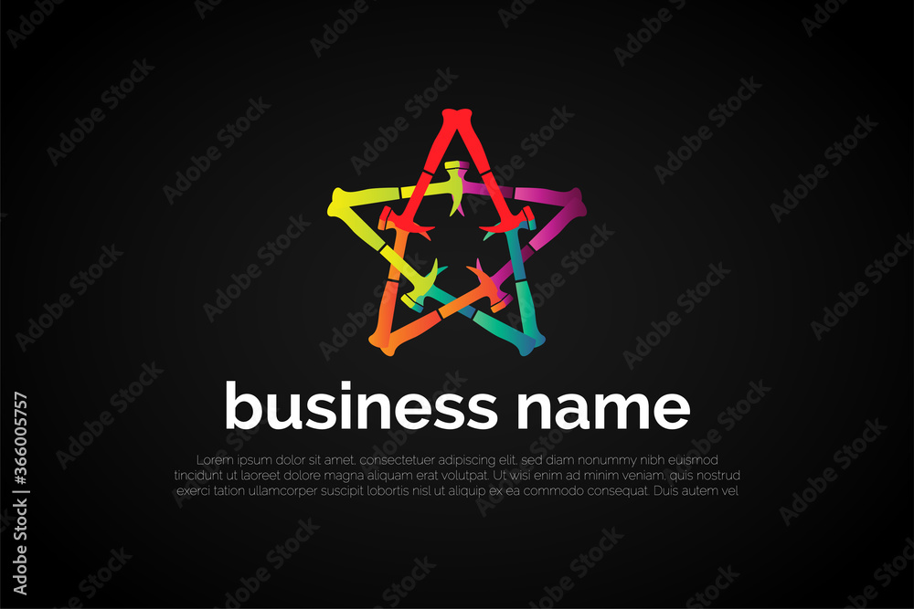 Obraz premium Hammer Star Logo Template