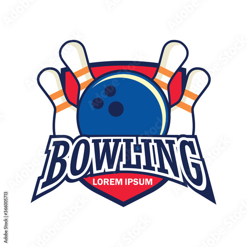 bowling logo with text space for your slogan tag line, vector illustration