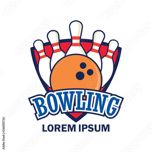 bowling logo with text space for your slogan tag line, vector illustration