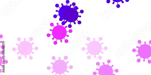 Light purple, pink vector backdrop with virus symbols.