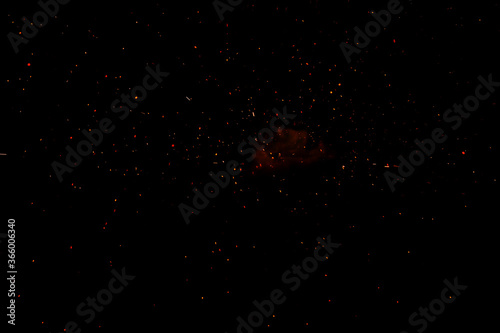 fire flames with sparks on a black background