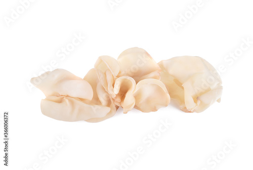 white ear mushroom or white jelly mushroom on white background