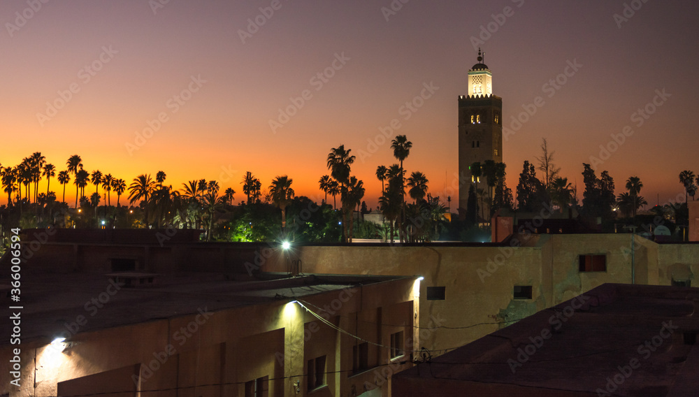 The Koutoubia by night from roof top