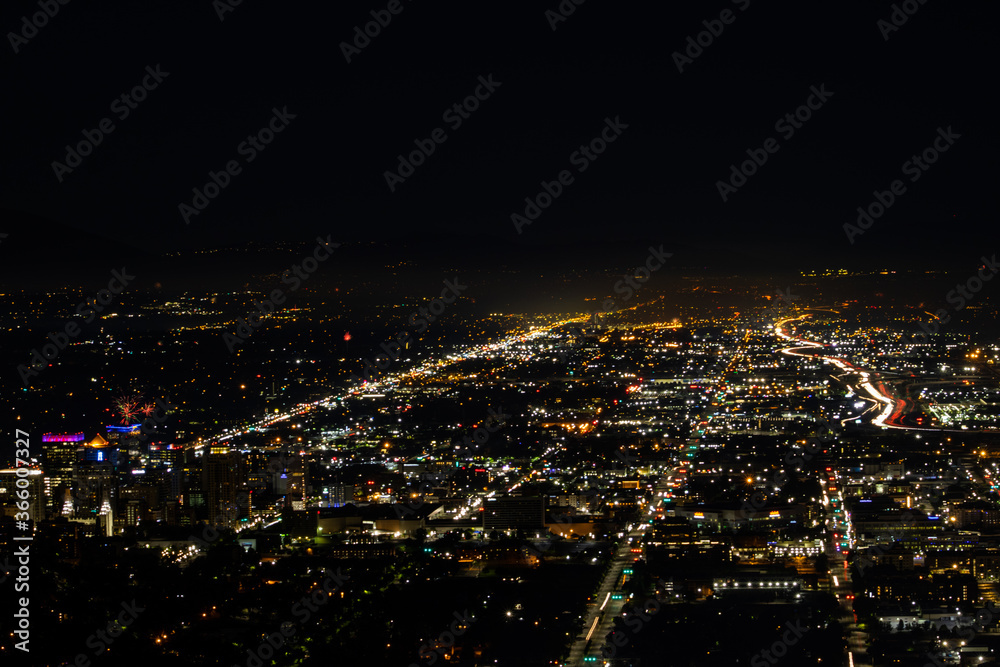 Night time view of Salt Lake City on the 4th of July