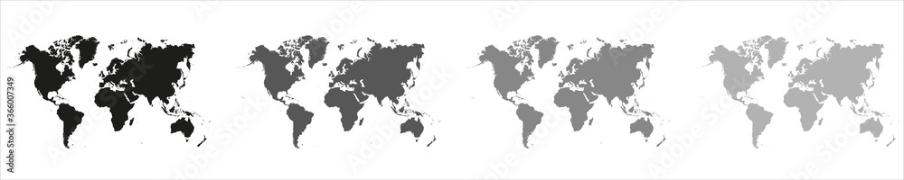 Fototapeta Trendy Detailed Globe Map in Black Isolated