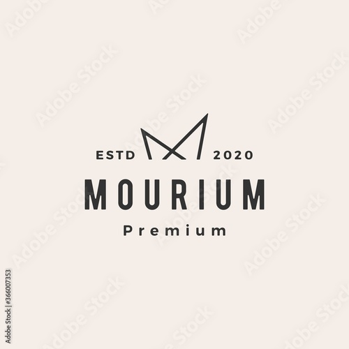m letter hipster vintage logo vector icon illustration