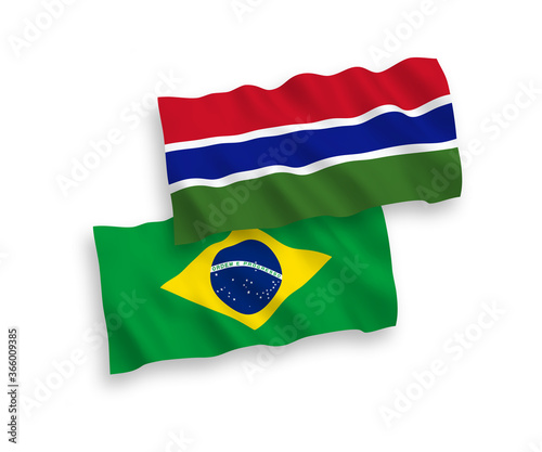 Flags of Brazil and Republic of Gambia on a white background
