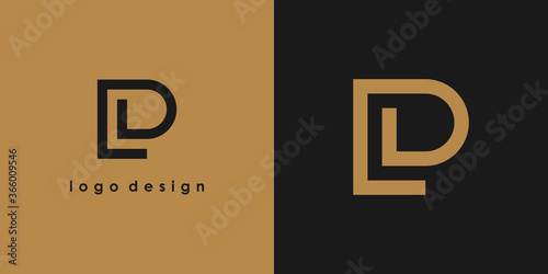 Abstract Initial Letter L and P Linked Logo. Gold Linear Style isolated on Double Background. Usable for Business, Technology and Branding Logos. Flat Vector Logo Design Template Element photo