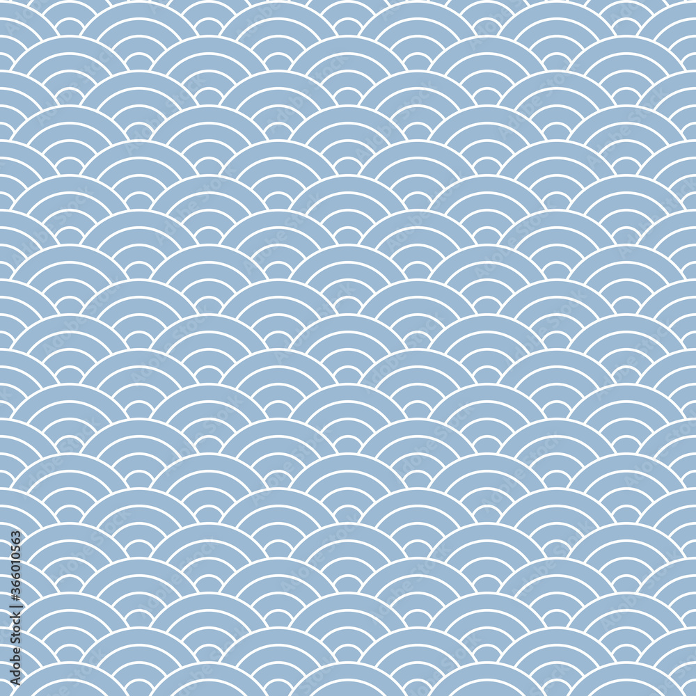 Sheika Wave Pattern Japanese wave pattern. Seigaiha in blue and white. Seamless ocean waves ...