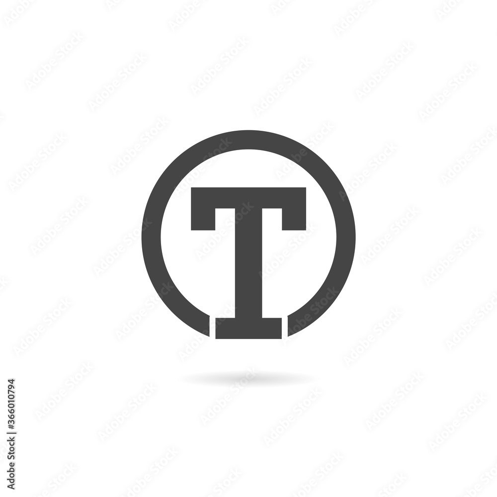 Initial T Letter Logo with shadow Initial T Letter Logo with shadow