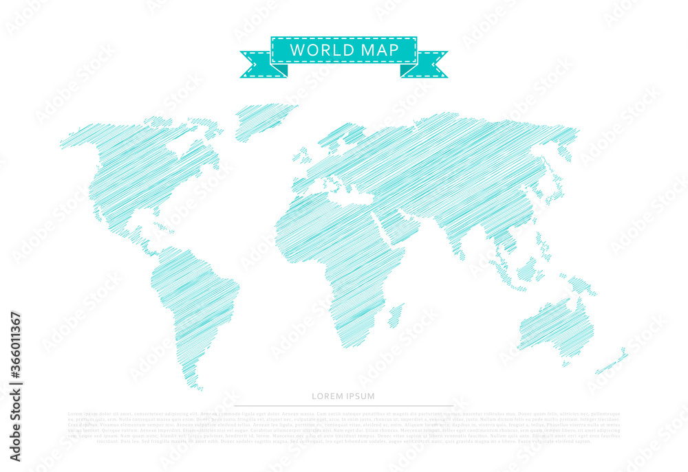 Fototapeta premium Scribble world map