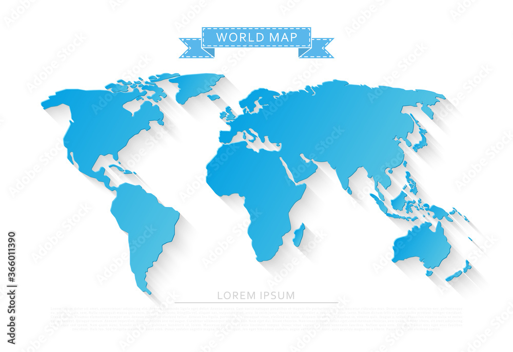 Fototapeta premium World map with long shadow