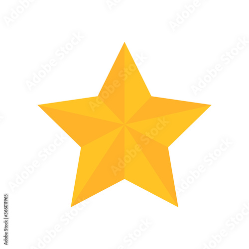 Yellow star flat icon isolated on white background. Vector illustration.