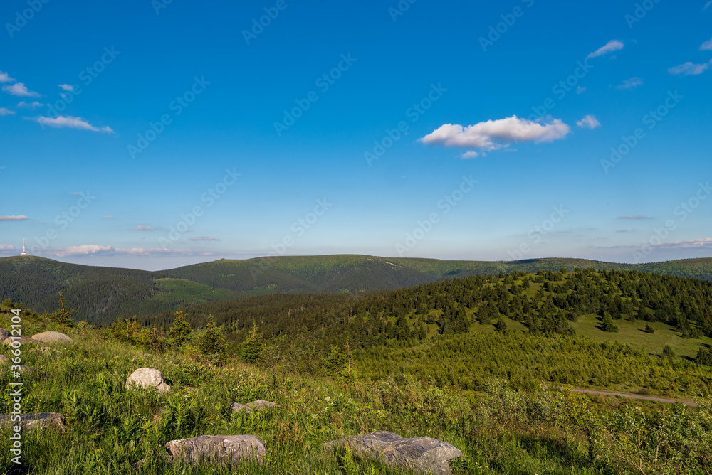 View from Dlouhe strane hill in Jeseniky mountains in Czech republic