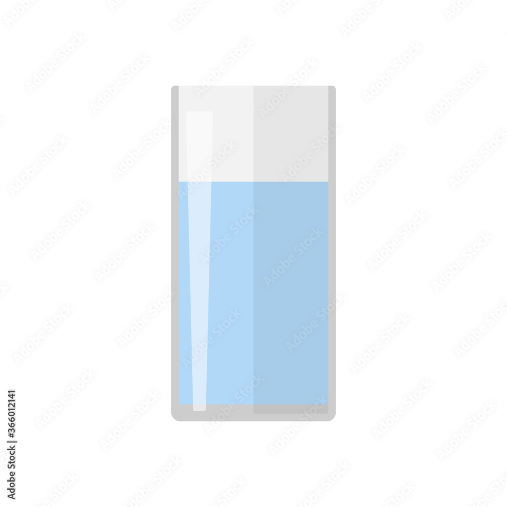 Glass of water flat icon isolated on white background. Vector illustration. Glass of water flat icon isolated on white background. Vector illustration.