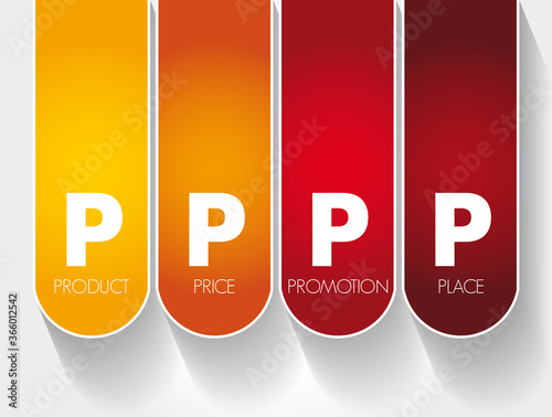 PPPP - Product Price Promotion Place acronym, business concept background