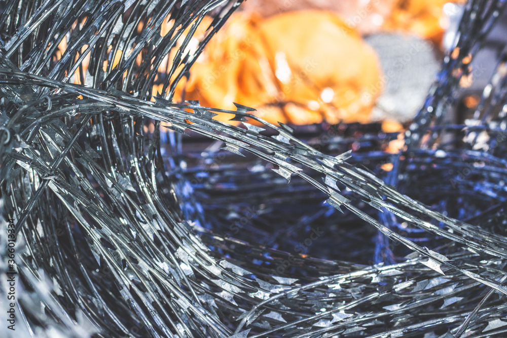 Razor wire background Stock Photo | Adobe Stock