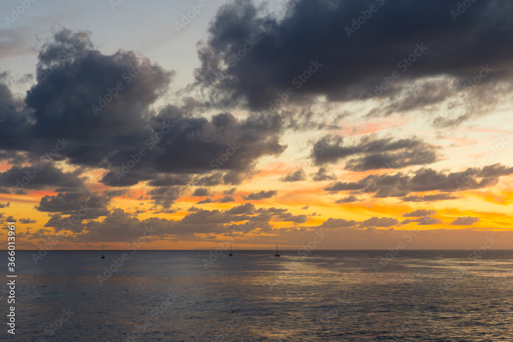Pacific Ocean at sunset, Hanga Roa, Rapa Nui National Park, Easter Island, Chile