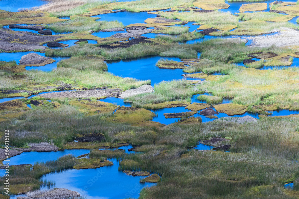 Rano Kau volcano crater and wetland, Honga Roa, Rapa Nui National Park, Easter Island, Chile, Unesco World Heritage Site