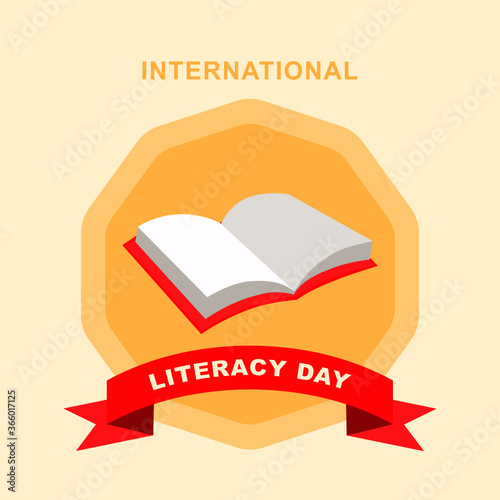 This is a vector illustration of a book for International Literacy Day.